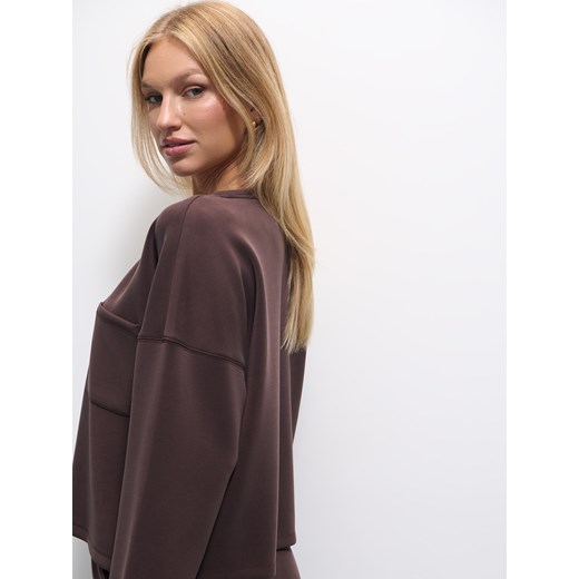 Mohito - Czekoladowa bluza z dodatkiem modalu - ciemnobrązowy Mohito S Mohito