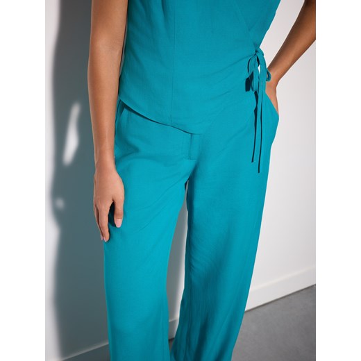 Mohito - Turkusowe spodnie z lnem - turkusowy Mohito 32 Mohito