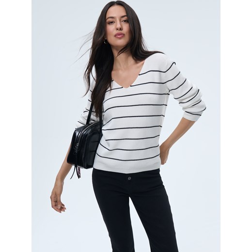 Mohito - Bawełniany sweter w paski - biały Mohito XL Mohito