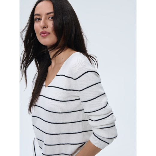 Mohito - Bawełniany sweter w paski - biały Mohito S Mohito