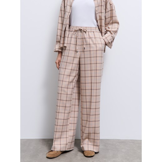 Mohito - Spodnie w kratę - beżowy Mohito 40 Mohito