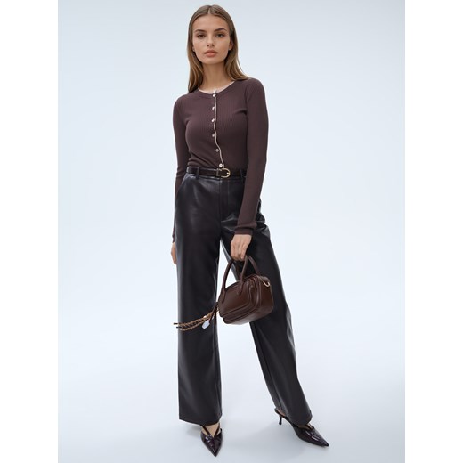 Mohito - Ciemnobrązowy kardigan z wiskozą - brązowy Mohito L Mohito