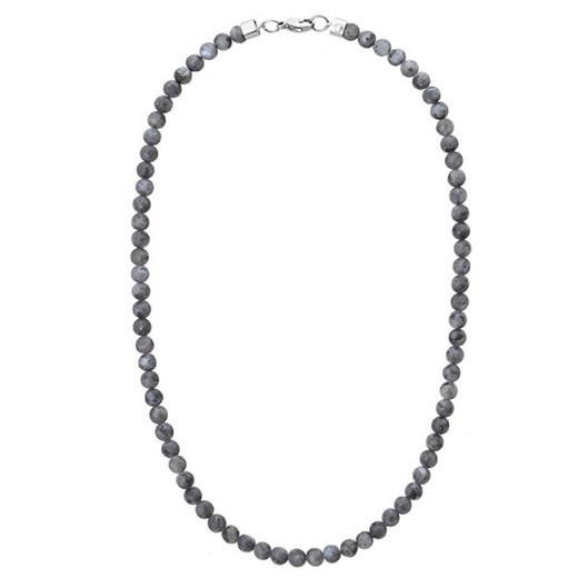 Naszyjnik unisex z naturalnych matowych kulek larvikitu dla mężczyzn i kobiet rozmiary 70 cm ze sklepu manoki.pl w kategorii Naszyjniki męskie - zdjęcie 185847000