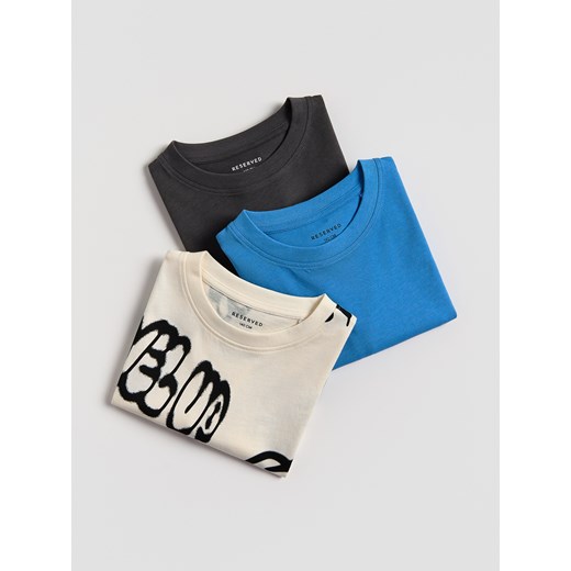 Reserved - Bawełniany t-shirt oversize 3 pack - ciemnoszary ze sklepu Reserved w kategorii T-shirty chłopięce - zdjęcie 185847241