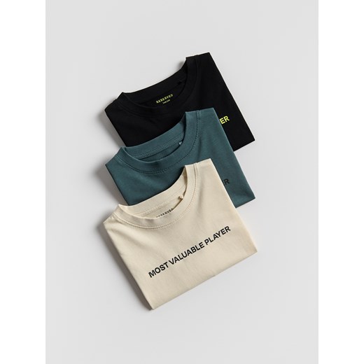 Reserved - Bawełniany longsleeve 3 pack - czarny ze sklepu Reserved w kategorii T-shirty chłopięce - zdjęcie 185847244