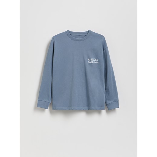 Reserved - Bawełniany longsleeve z nadrukiem - granatowy ze sklepu Reserved w kategorii T-shirty chłopięce - zdjęcie 185847254