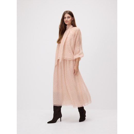 Reserved - Spódnica midi w groszki - pastelowy róż Reserved L Reserved