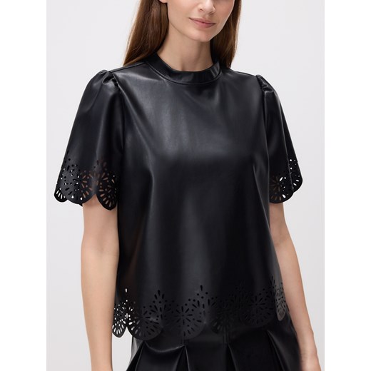 Reserved - Bluzka z ażurowym wzorem - czarny ze sklepu Reserved w kategorii Bluzki damskie - zdjęcie 185847411