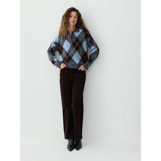 Reserved - Wełniany sweter z kołnierzykiem - wielobarwny Reserved S Reserved