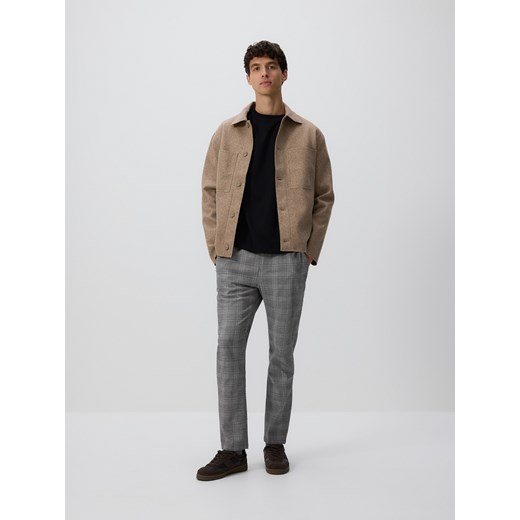 Reserved - Spodnie slim fit w kratę - jasnoszary ze sklepu Reserved w kategorii Spodnie męskie - zdjęcie 185848794