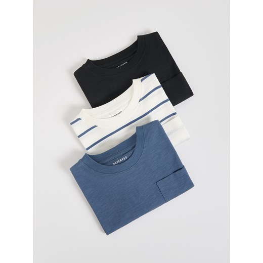 Reserved - Bawełniany longsleeve 3 pack - ciemnoszary ze sklepu Reserved w kategorii T-shirty chłopięce - zdjęcie 185849002