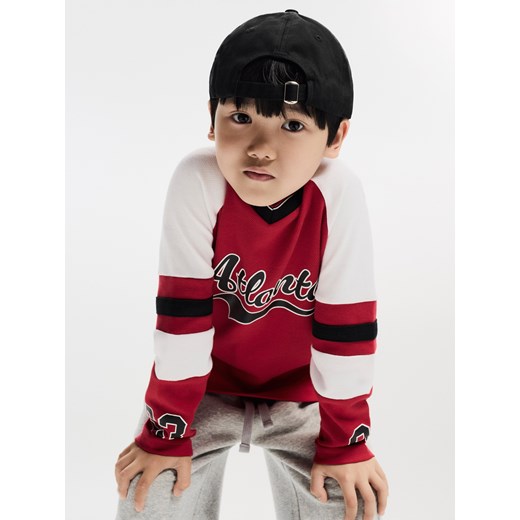 Reserved - Bawełniany longsleeve z nadrukiem - czerwony ze sklepu Reserved w kategorii T-shirty chłopięce - zdjęcie 185849020