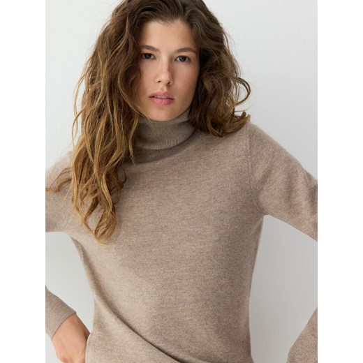 Reserved - Wełniany sweter z golfem - brązowy Reserved M Reserved