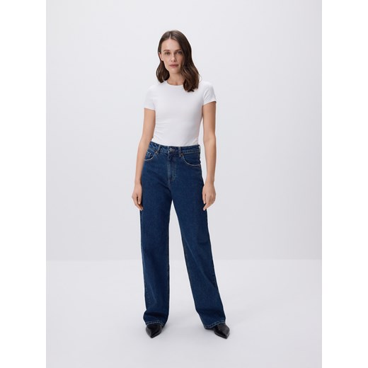 Reserved - Jeansy wide leg - granatowy ze sklepu Reserved w kategorii Jeansy damskie - zdjęcie 185849604