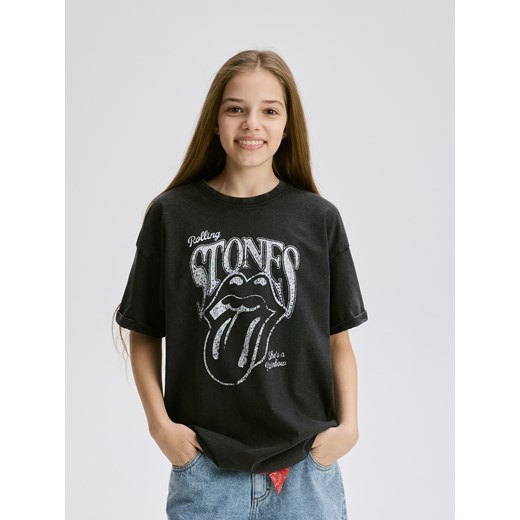 Reserved - T-shirt The Rolling Stones - ciemnoszary ze sklepu Reserved w kategorii Bluzki dziewczęce - zdjęcie 185850114