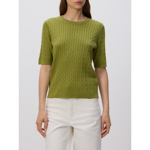 Reserved - Sweter z ozdobnym splotem - oliwkowy ze sklepu Reserved w kategorii Swetry damskie - zdjęcie 185850530