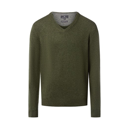 Nils Sundström Sweter męski Mężczyźni wełna ze strzyży oliwkowy marmurkowy ze sklepu vangraaf w kategorii Swetry męskie - zdjęcie 185850992