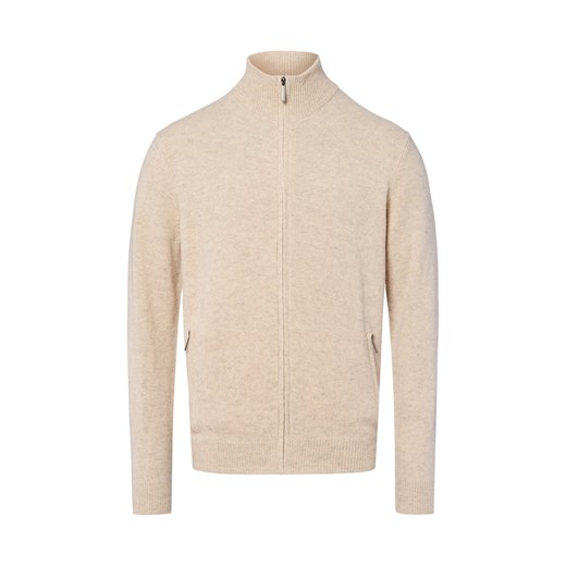 Nils Sundström Kardigan męski Mężczyźni wełna ze strzyży beżowy marmurkowy ze sklepu vangraaf w kategorii Swetry męskie - zdjęcie 185850993