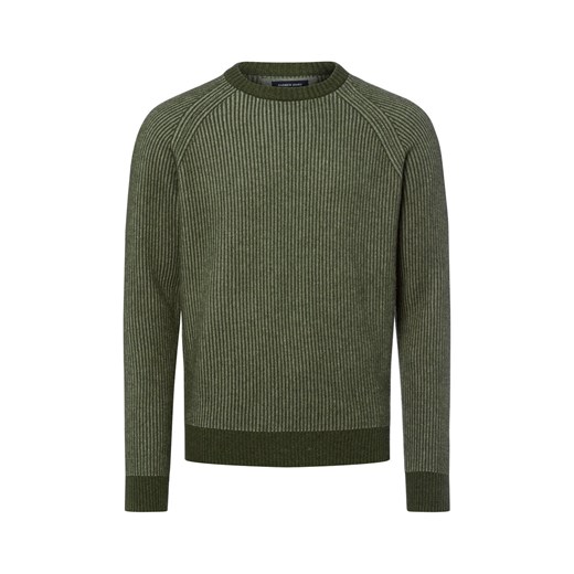 Andrew James Męski sweter z dzianiny kaszmirowej Mężczyźni Kaszmir khaki w paski ze sklepu vangraaf w kategorii Swetry męskie - zdjęcie 185851044