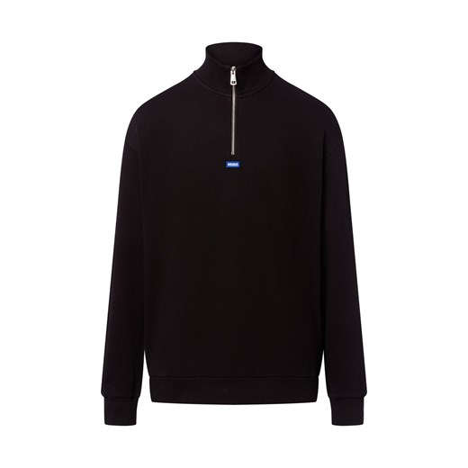 HUGO BLUE Bluza męska - Neeler Mężczyźni Bawełna czarny jednolity ze sklepu vangraaf w kategorii Bluzy męskie - zdjęcie 185851183