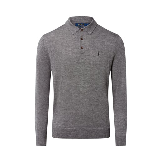 Polo Ralph Lauren Męska koszulka polo z dzianiny Mężczyźni Wełna szary marmurkowy ze sklepu vangraaf w kategorii Swetry męskie - zdjęcie 185851200