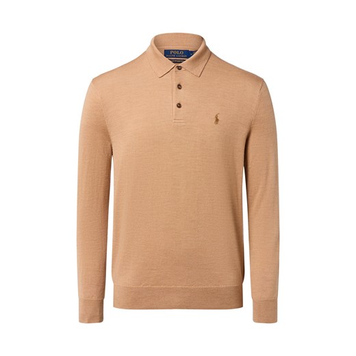 Polo Ralph Lauren Męska koszulka polo z dzianiny Mężczyźni Wełna wielbłądzi jednolity ze sklepu vangraaf w kategorii Swetry męskie - zdjęcie 185851201
