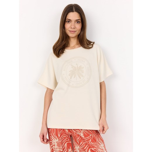 soyaconcept® Damska bluza z krótkim rękawem - SC-Banu Kobiety écru nadruk ze sklepu vangraaf w kategorii Bluzy damskie - zdjęcie 185851223