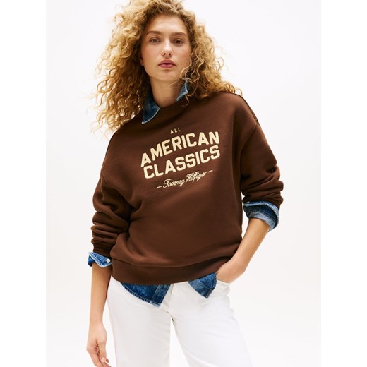 Tommy Hilfiger Bluza damska Kobiety czekoladowy jednolity ze sklepu vangraaf w kategorii Bluzy damskie - zdjęcie 185851224