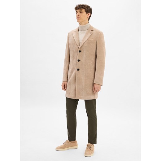 Finshley & Harding London Męski płaszcz sztruksowy Mężczyźni brązowy jednolity ze sklepu vangraaf w kategorii Płaszcze męskie - zdjęcie 185851320