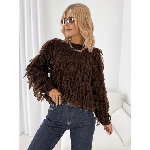 sweter leptis brązowy one size ze sklepu UBRA w kategorii Swetry damskie - zdjęcie 185851552