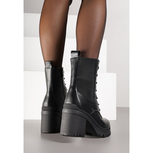 Czarne Botki w Stylu Workerów na Obcasie Clawina 41 born2be.pl