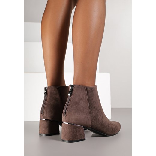 Brązowe Botki Vices na Geometrycznym Obcasie Alurrive 36 born2be.pl