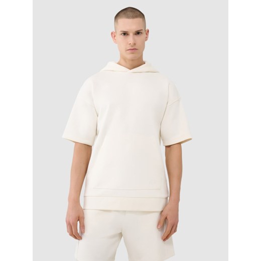 Męska bluza dresowa z krótkim rękawem 4F 4FRSS25TSWSM2145 - biała ze sklepu Sportstylestory.com w kategorii Bluzy męskie - zdjęcie 185854270