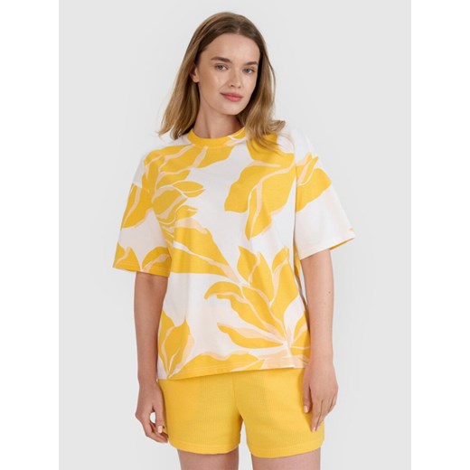 Damski t-shirt oversize z nadrukiem 4F 4FRSS25TTSHF2692 - multikolor ze sklepu Sportstylestory.com w kategorii Bluzki damskie - zdjęcie 185854413