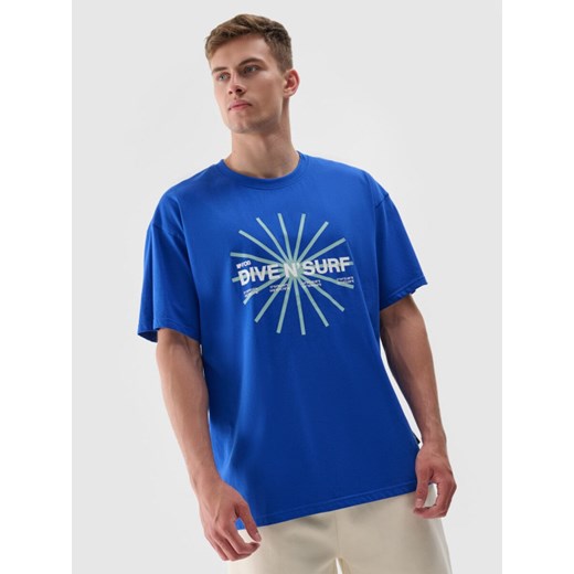 Męski t-shirt z nadrukiem 4F 4FRSS24TTSHM2540 - niebieski ze sklepu Sportstylestory.com w kategorii T-shirty męskie - zdjęcie 185854510