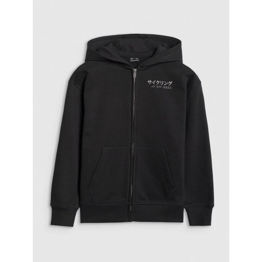 Chłopięca bluza rozpinana z kapturem 4F 4FJRAW25TSWSM2346 - czarna ze sklepu Sportstylestory.com w kategorii Bluzy chłopięce - zdjęcie 185854740