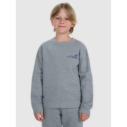Chłopięca bluza nierozpinana bez kaptura 4F 4FJRAW25TSWSM2413 - szara ze sklepu Sportstylestory.com w kategorii Bluzy chłopięce - zdjęcie 185854760