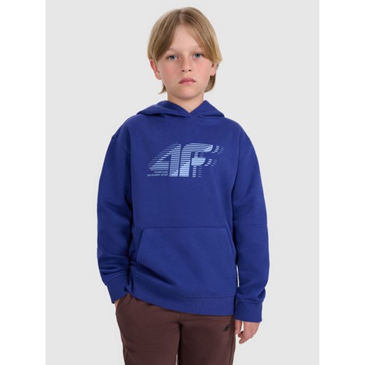 Chłopięca bluza nierozpinana z kapturem 4F 4FJRAW25TSWSM2414 - granatowa ze sklepu Sportstylestory.com w kategorii Bluzy chłopięce - zdjęcie 185854794