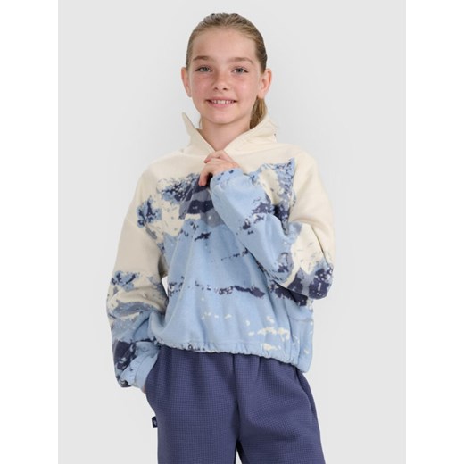 Dziewczęcy polar oversize z nadrukiem 4F 4FJWAW25TFLEF343 - multikolor ze sklepu Sportstylestory.com w kategorii Bluzy dziewczęce - zdjęcie 185855042