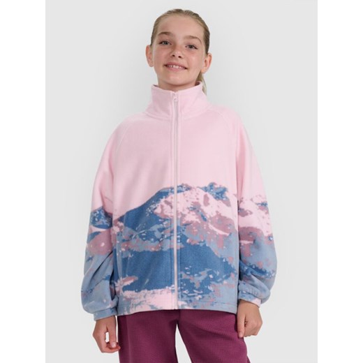 Dziewczęcy polar oversize rozpinany 4F 4FJWAW25TFLEF344 - multikolor ze sklepu Sportstylestory.com w kategorii Bluzy dziewczęce - zdjęcie 185855063