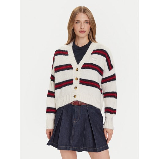 Tommy Jeans Kardigan Badge DW0DW21678 Écru Relaxed Fit ze sklepu MODIVO w kategorii Swetry damskie - zdjęcie 185868583