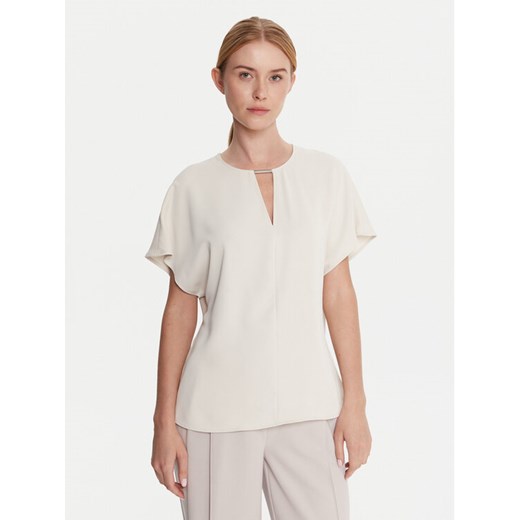 Calvin Klein Bluzka LV044C196G Écru Regular Fit ze sklepu MODIVO w kategorii Bluzki damskie - zdjęcie 185868623