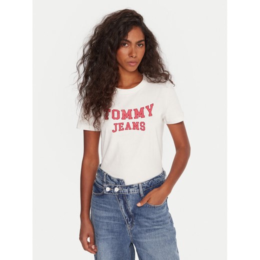 Tommy Jeans T-Shirt Varsity DW0DW21966 Biały Regular Fit ze sklepu MODIVO w kategorii Bluzki damskie - zdjęcie 185868750