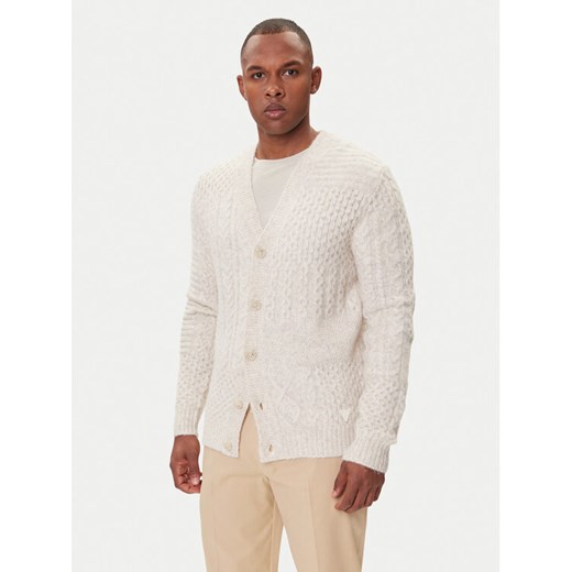 Guess Kardigan M5BR15 Z0462 Beżowy Regular Fit ze sklepu MODIVO w kategorii Swetry męskie - zdjęcie 185868981