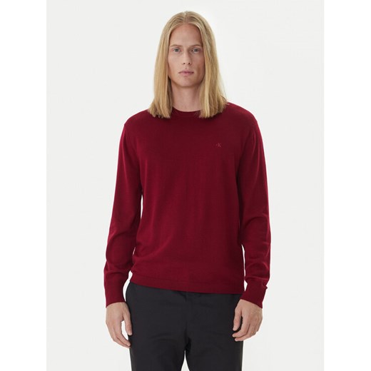 Calvin Klein Sweter LV04LB305G Czerwony Regular Fit ze sklepu MODIVO w kategorii Swetry męskie - zdjęcie 185869553