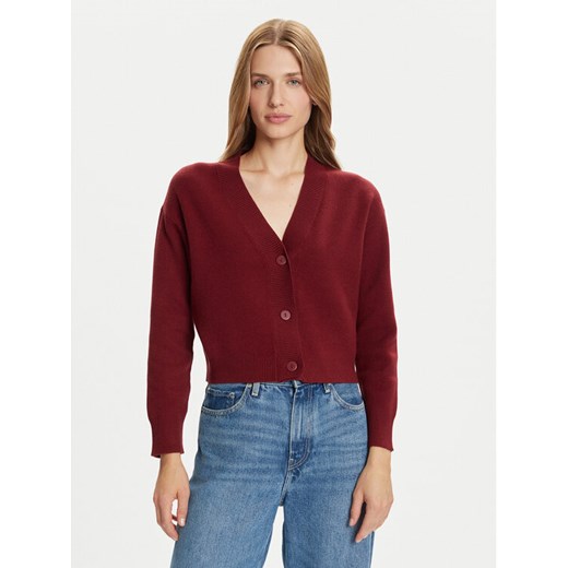 Vero Moda Kardigan Gold Art 10332210 Bordowy Regular Fit ze sklepu MODIVO w kategorii Swetry damskie - zdjęcie 185869574