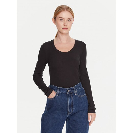 Calvin Klein Bluzka LV044D235G Czarny Slim Fit ze sklepu MODIVO w kategorii Bluzki damskie - zdjęcie 185869703