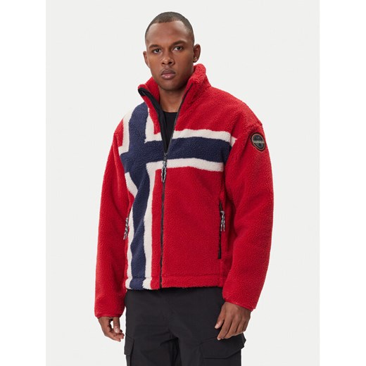Napapijri Polar NP0A88TC Czerwony Regular Fit ze sklepu MODIVO w kategorii Bluzy męskie - zdjęcie 185869934