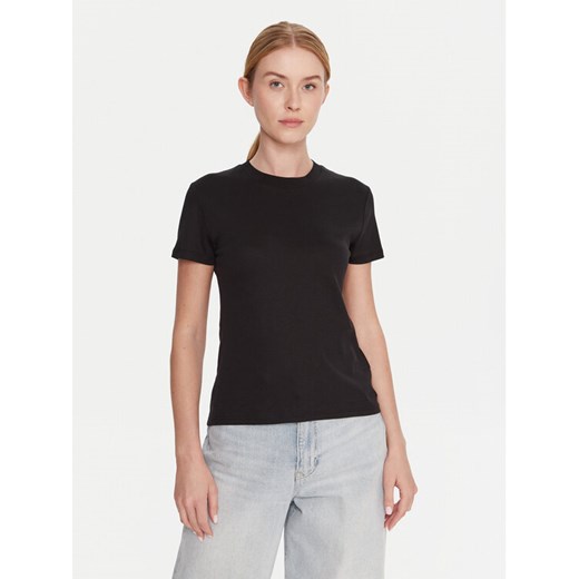 Calvin Klein T-Shirt LV044D201G Czarny Regular Fit ze sklepu MODIVO w kategorii Bluzki damskie - zdjęcie 185870512
