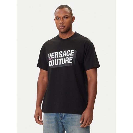 Versace Jeans Couture T-Shirt 79GAHP02 CJ01P Czarny Regular Fit ze sklepu MODIVO w kategorii T-shirty męskie - zdjęcie 185870562
